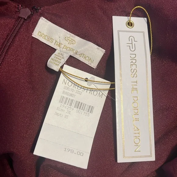 Dress the Population Burgundy Long Sleeve Dress - NWT - Picture 7 of 8